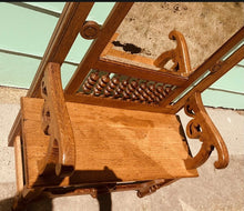 1895-1910 Art Nouveau Victorian Oak Hall Tree Chair Seat & Mirror