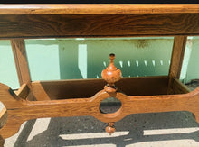 1895-1910 Art Nouveau Victorian Oak Hall Tree Chair Seat & Mirror