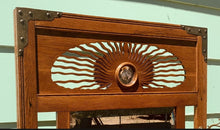 1895-1910 Art Nouveau Victorian Oak Hall Tree Chair Seat & Mirror