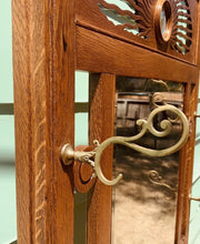 1895-1910 Art Nouveau Victorian Oak Hall Tree Chair Seat & Mirror