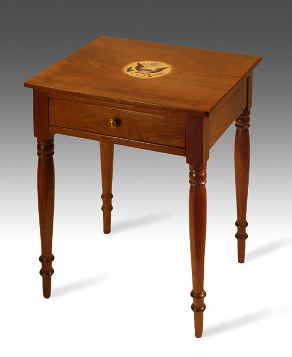 1825 Walnut Federal Inlaid Eagle Side Table Nightstand