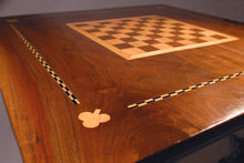 1825-1840 Federal Folk Art Game Table Walnut & Maple Chess Card Table