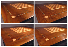 1825-1840 Federal Folk Art Game Table Walnut & Maple Chess Card Table