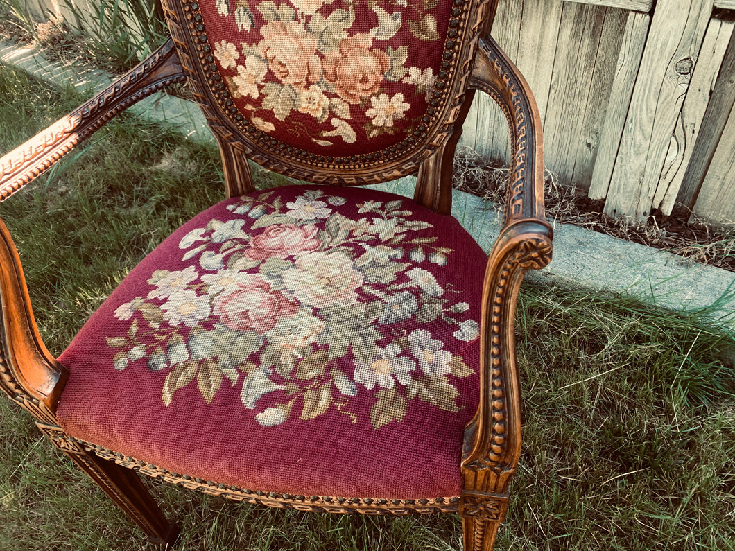 Antique French Louis XV Fauteuil Suite Sofa 2 Arm Chairs Original Tapestry  1860